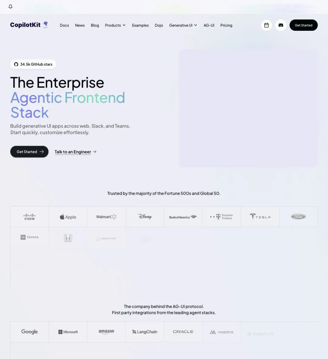 CopilotKit/AG-UI 生态让 Agent 输出结构化 UI。